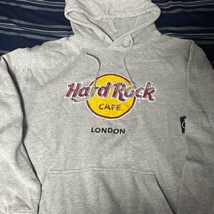 Hard Rock Cafe Gray Hoodie with Yellow Logo